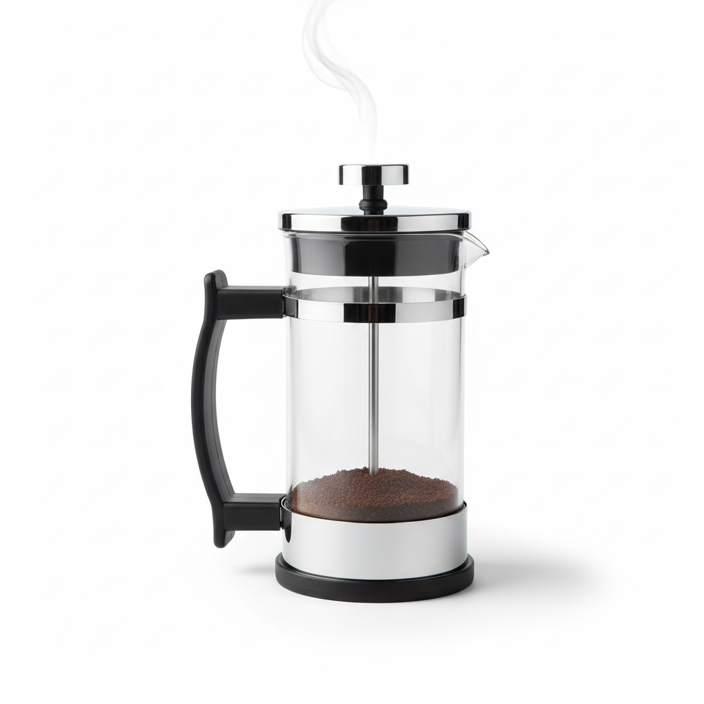 |Style 2 | French Press Premium Glass & Stainless Steel Coffee Maker – Heat-Resistant Glass, Fine Mesh Filter, Ergonomic Handle